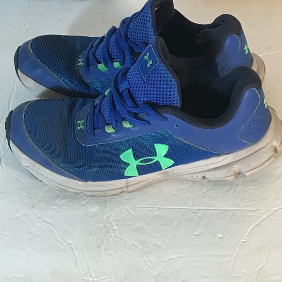 Under Armour Blue Green Run Running Track Training Workout Athletic Shoes - Picture 6 of 10